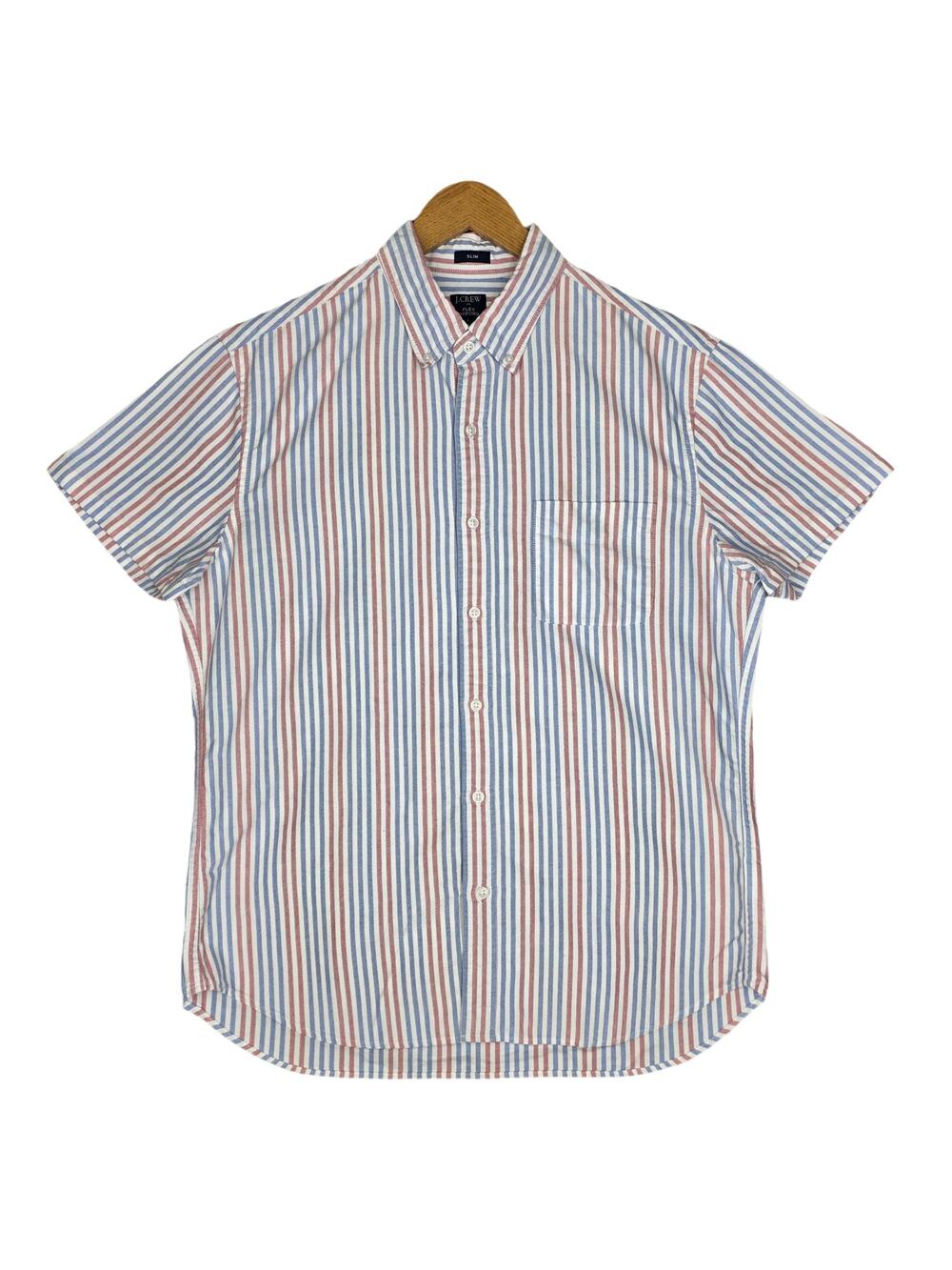J.CREW MEN’S FLEX OXFORD SHORT‑SLEEVE SHIRT – SLIM – SIZE L – MULTI‑STRIPE